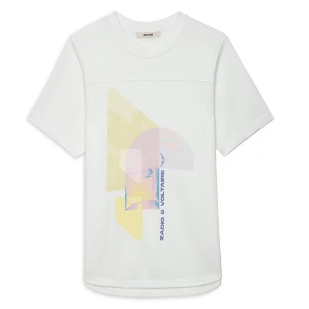 NWT Zadig & Voltaire Bow Mo Terry Palmier Tee Women's Size S, White MSRP $248
